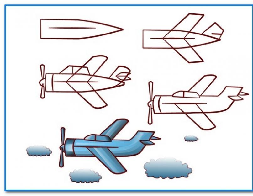 Как рисовать самолет. Рисование самолет. Поэтапное рисование самолета. Пошаговое рисование самолета. Рисование самолета для дошкольников.